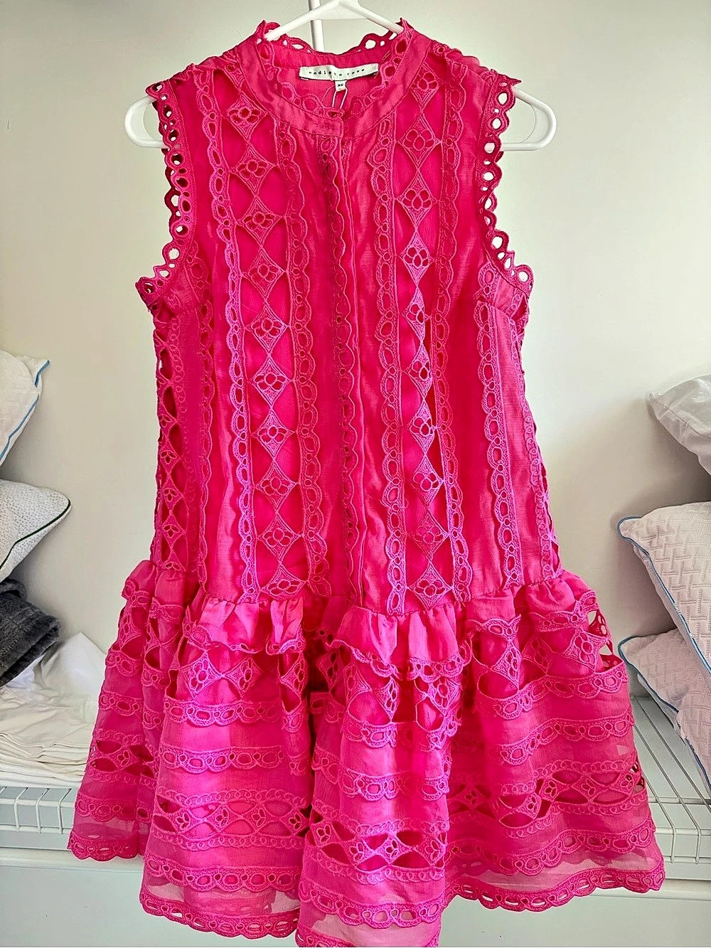 endless rose Fuchsia Eyelet Cutout Mini Dress Pink XS